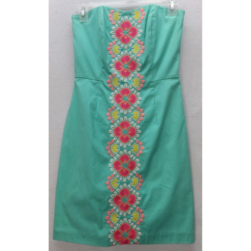 Vineyard Vines Size 00 Caribbean Floral Embroidered‎ Strapless Shift Dress Beach